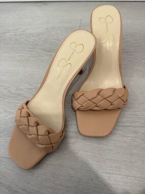 Jessica Simpson Evernor Braided Strap Nude/Tan Slide Mules